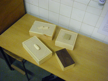 Wood boxes on a table
